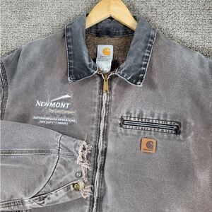 Carhartt J97 CHT Chocolate Brown Detroit Jacket Mens Size XXL Faded Distressed‎